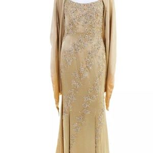 YSA MAKINO PURE SILK Rhinestone dress with shawl